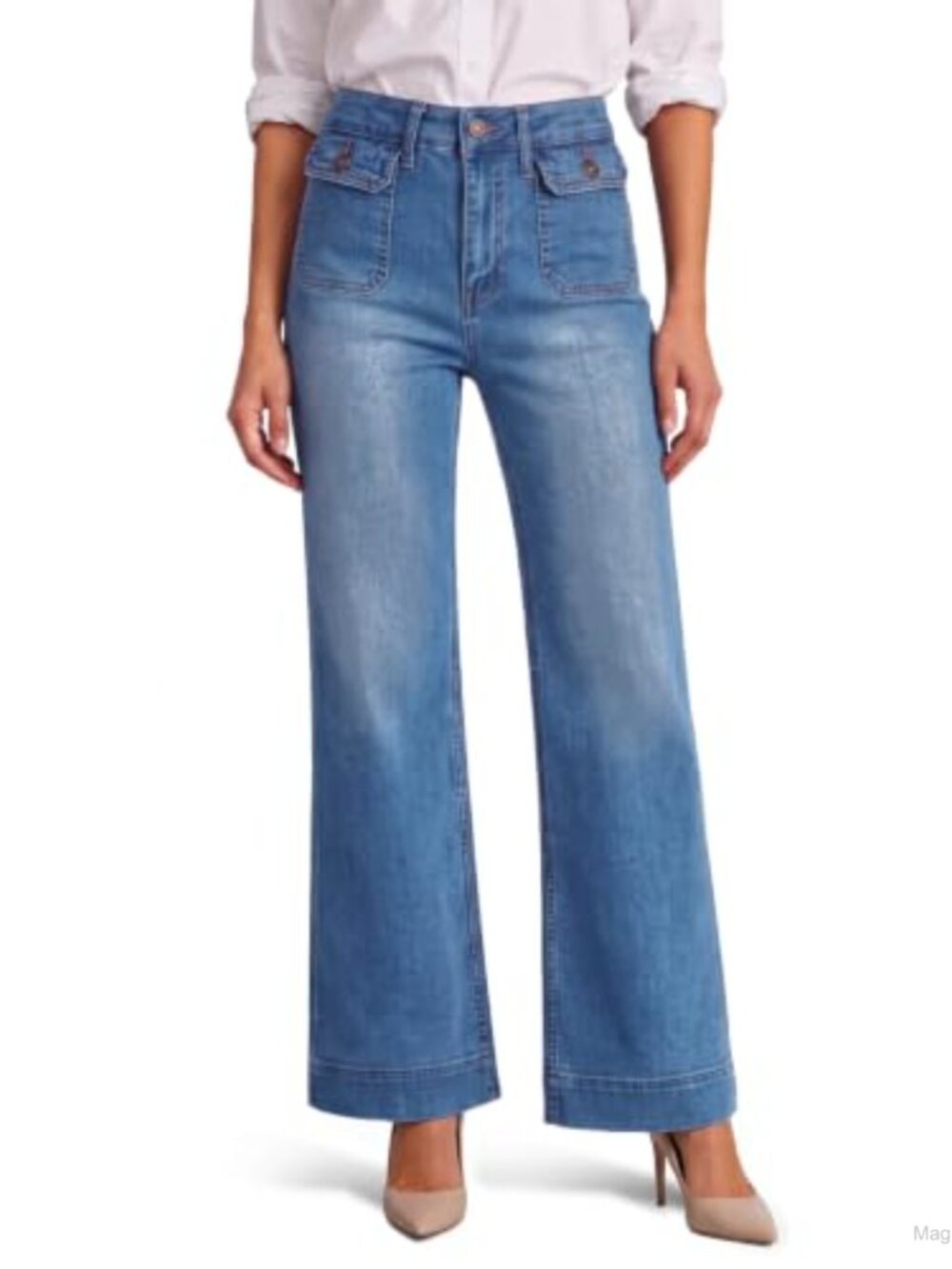 Saodimallsu High Waisted Straight Leg Cotton Blend Denim Jeans